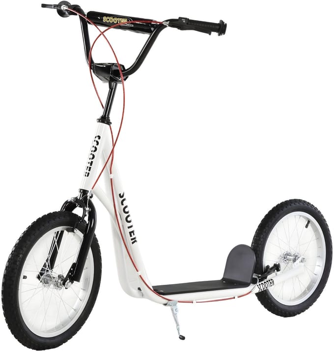 City Scooter met Verstelbaar Stuur – Step met Dubbele Wielen – Wit