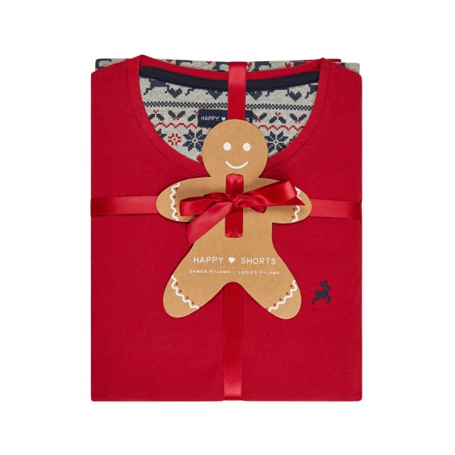 Happy Shorts Dames Kerst Pyjama Set Met Print Norway Rood - Maat L