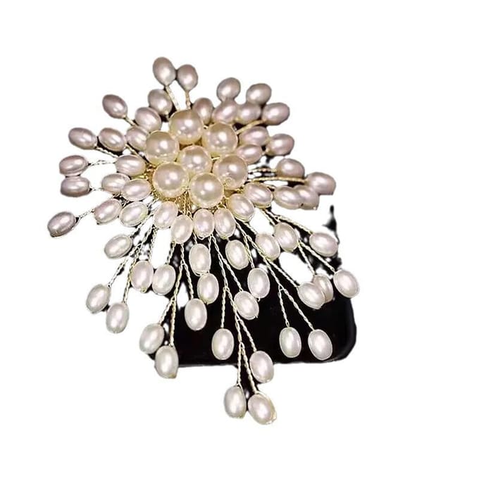 Dames Lichte Luxe Parel Broche, High-End Niche Broche Borstbloem, Kleding Knopen Accessoires gray