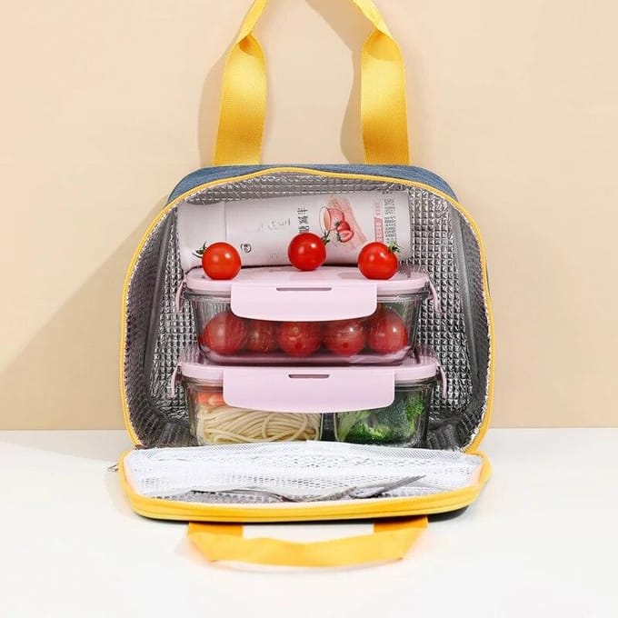 Draagbare lunchtas Lunchbox Geïsoleerde canvas tas School Bento Draagbare dinercontainer Picknickvoedselbewaarzak grijs