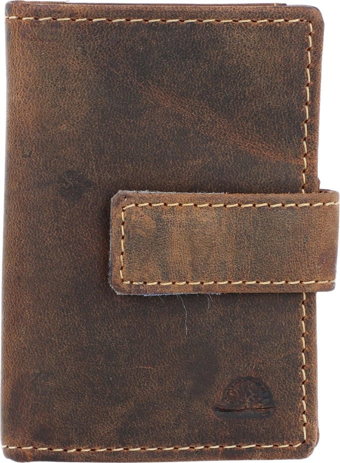 Vintage pas-clip houder - RFID - Bruin - Leer