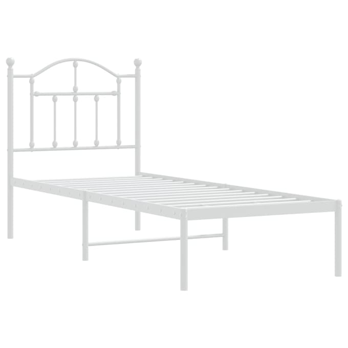 vidaXL - Bedframe - met - hoofdbord - zonder - matras - metaal - wit - 75x190 - cm