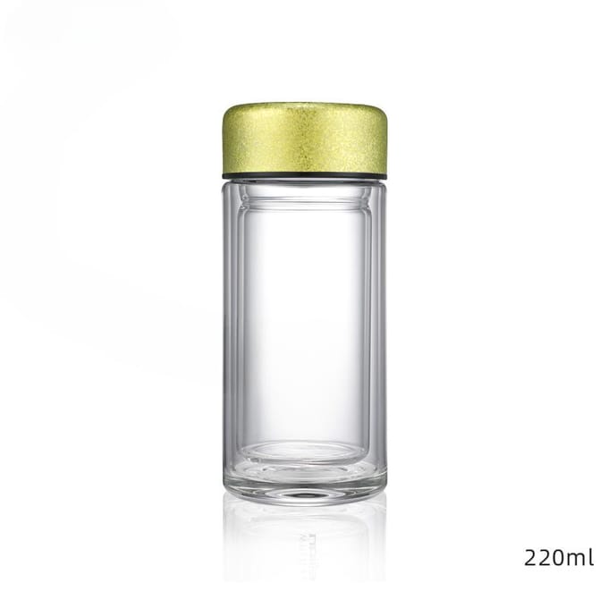 Glas Dubbellaags High-end Draagbaar Herencadeau Bubble Tea Bekers High-end Waterbekers. 220ml gray