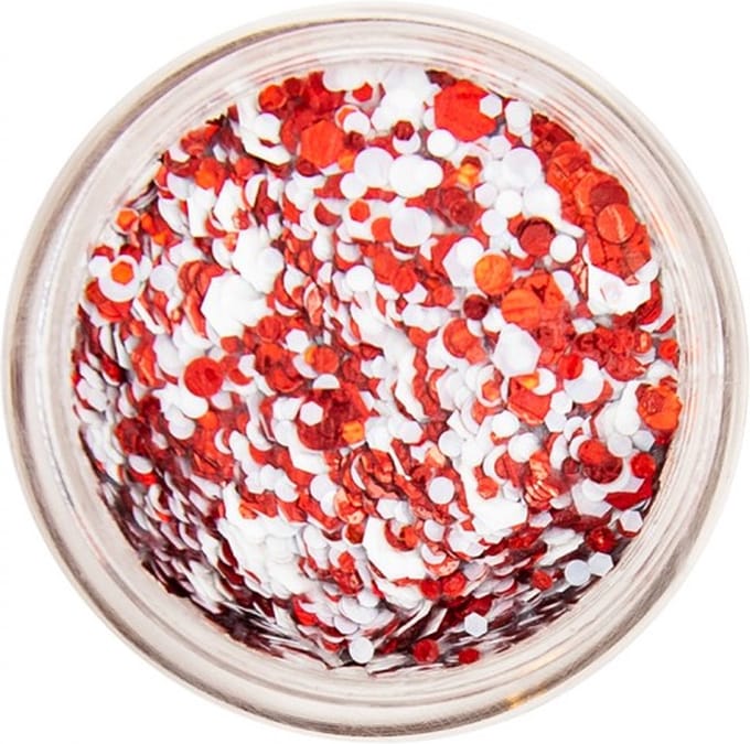 PartyXplosion - Professional Colours - Schmink - Pressed Chunky Glitter CREAM - Rood - Wit - Brabant