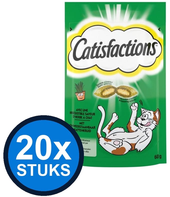 20x Catisfactions - Catnip - Kattenvoer Snacks - 60 g