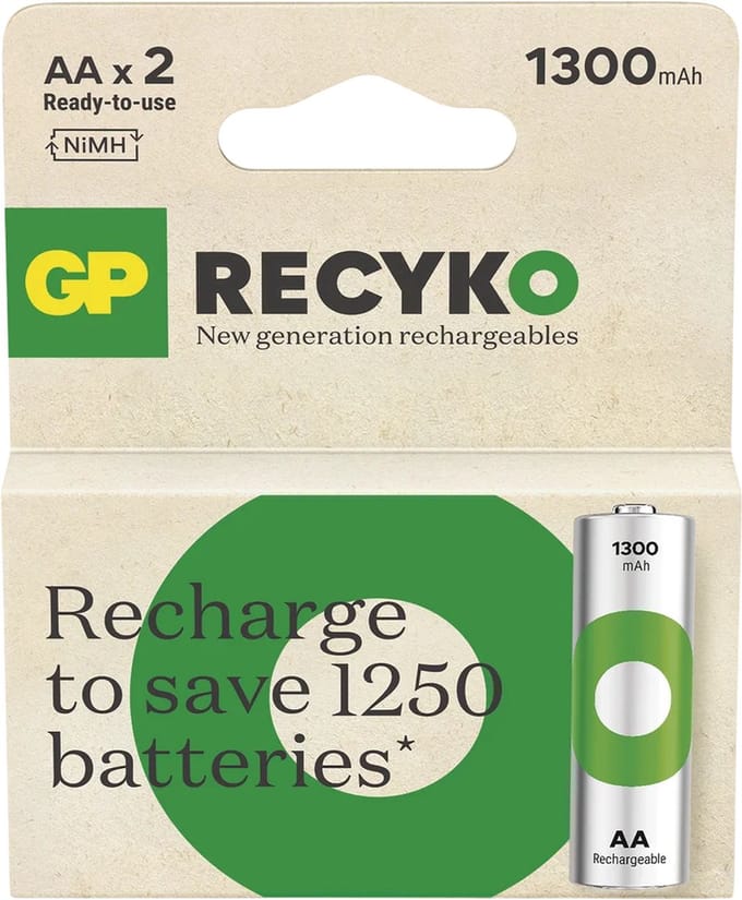 1300 mAh 2 x Oplaadbare AA Penlite batterijen