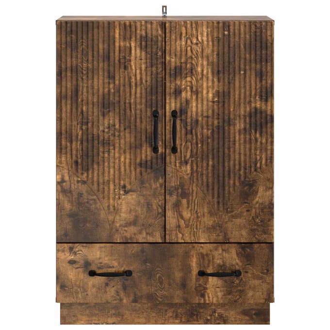 vidaXL - Dressoir - met - lade - Gerookt - eiken - 66 - x - 34,5 - x - 92 - cm - Bewerkt - hout