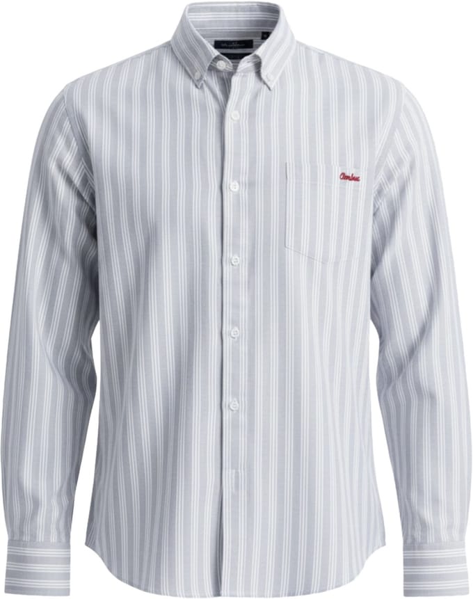 OMBRE Overhemd - Slim Fit - Katoen - Lange Mouw Grijs S