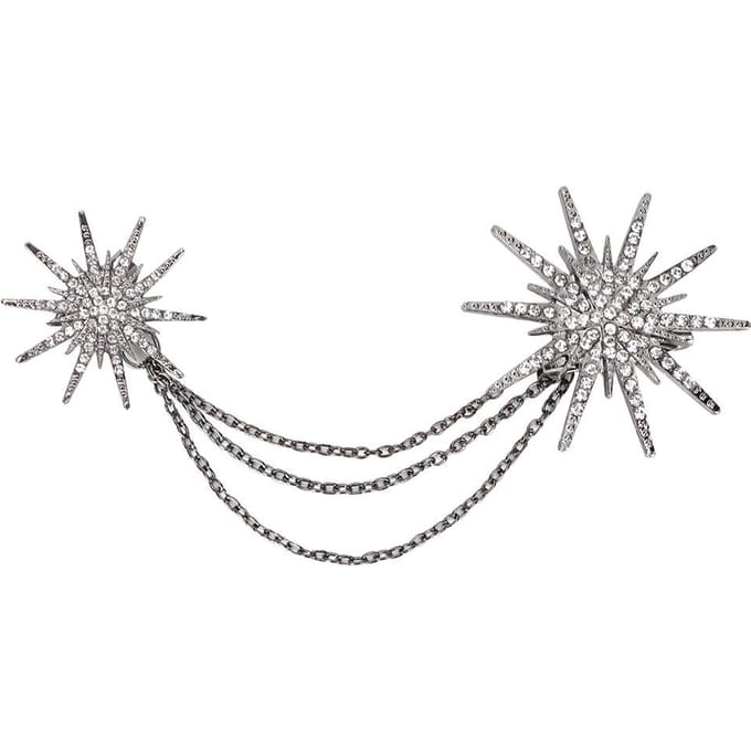 Femmes Exagéré Mode Élégant Strass Épingle Broche Vêtements Robe Décoration Bijoux gray