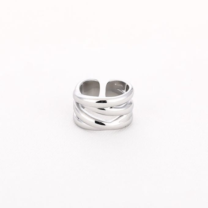 Bijoutheek Ring (Sieraad) Overlappend Bold Zilverkleurig