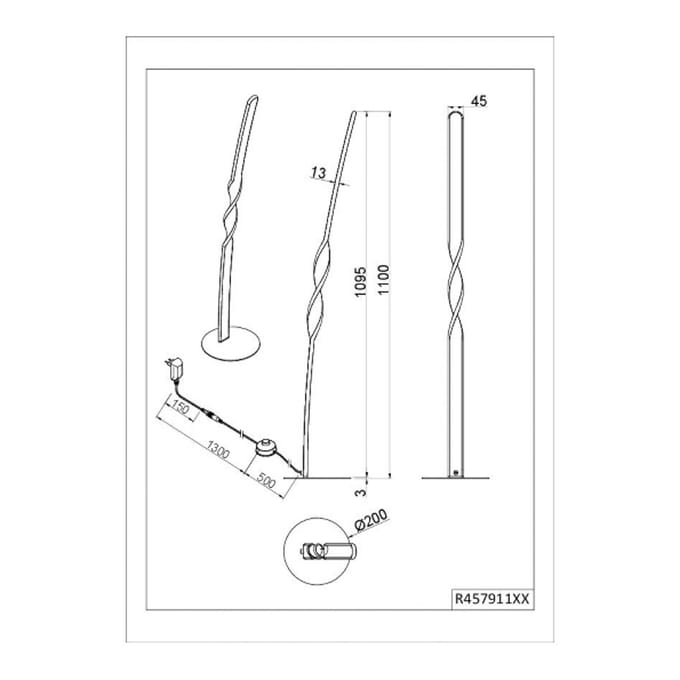 Reality Leuchten LED vloerlamp Ginko, zand, metaal, hoogte 110 cm