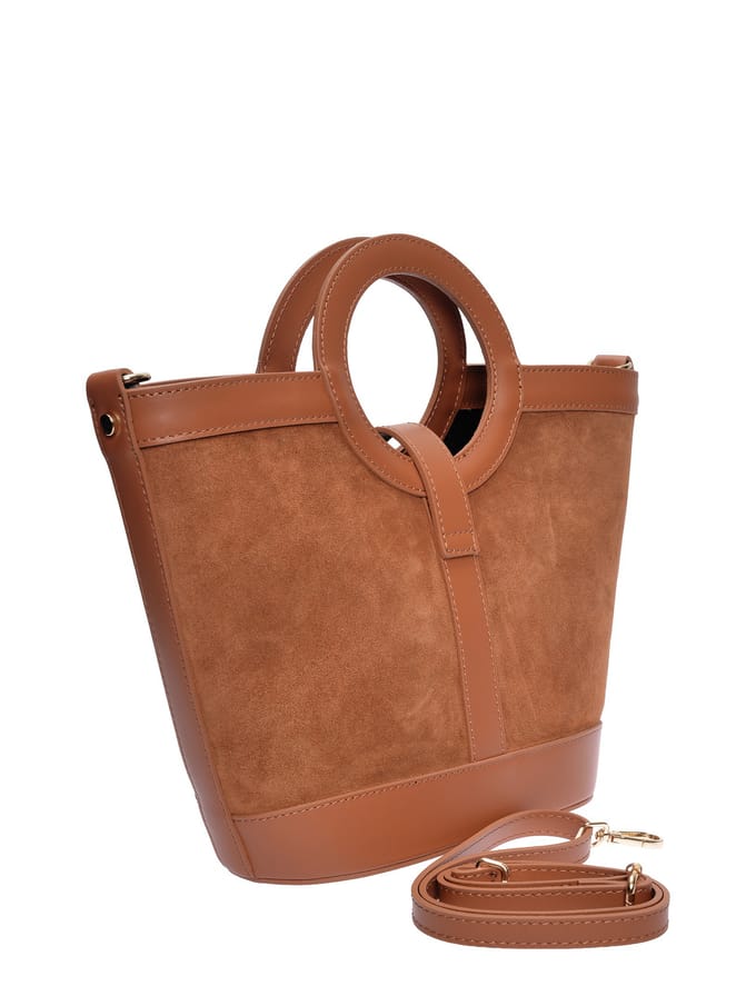 Anna Luchini Brown Rundleer Tas