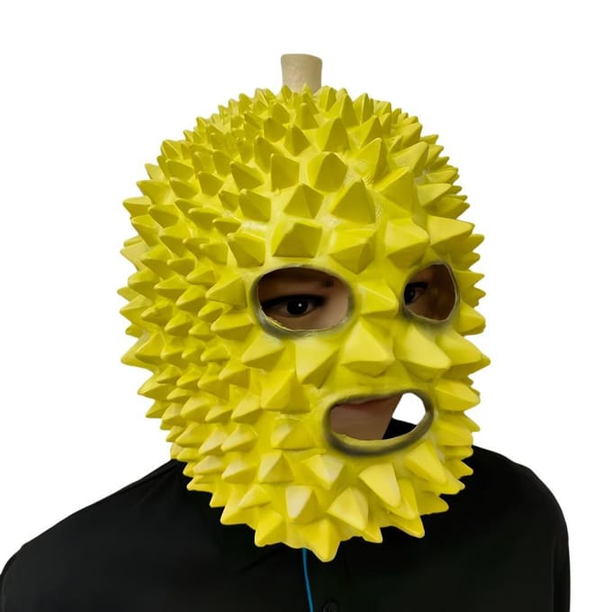Grappig Durian Latex Masker One size fits all adults geel
