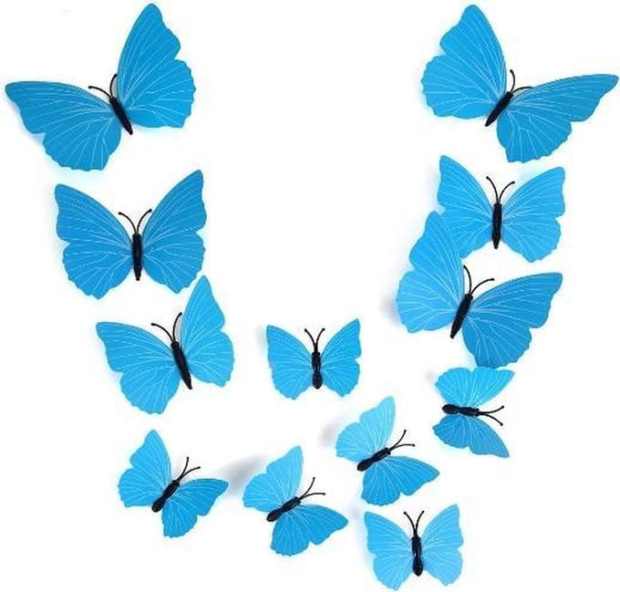 3D Vlinders - Muurdecoratie - Blauw