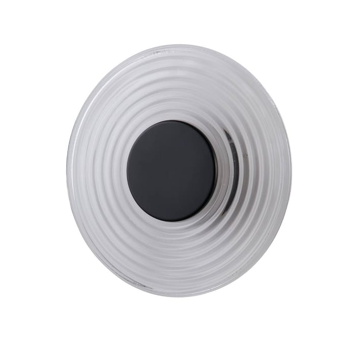 Searchlight LED wandlamp Cleo, transparant/matzwart, Ø 30 cm, glas