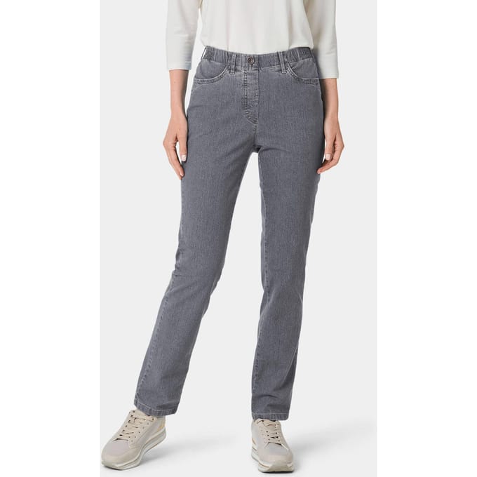 Chic versierde jeans met elastische band - grijs - Gr. 54 van Goldner Fashion