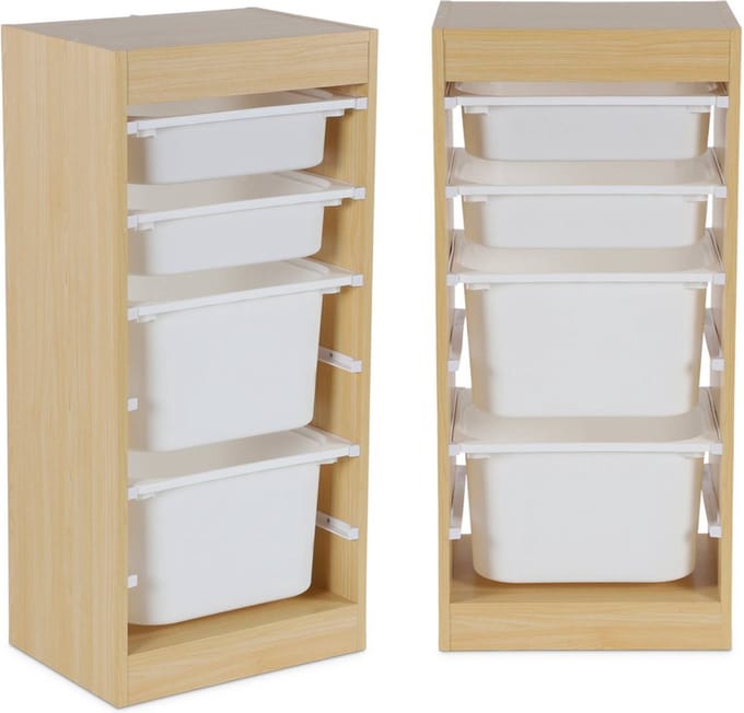 sweeek - Kinder opbergmeubel met 4 opbergbakken, 41,5 x 30 x 89 cm (set van 2)