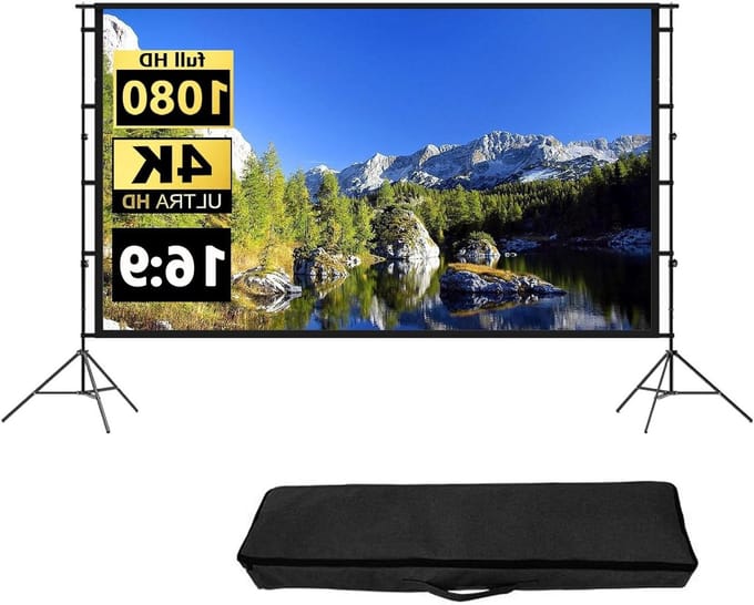 Projectiescherm met statief - Mobiel scherm - Films kijken - In hoogte verstelbaar - 265 x 148 cm - Wit