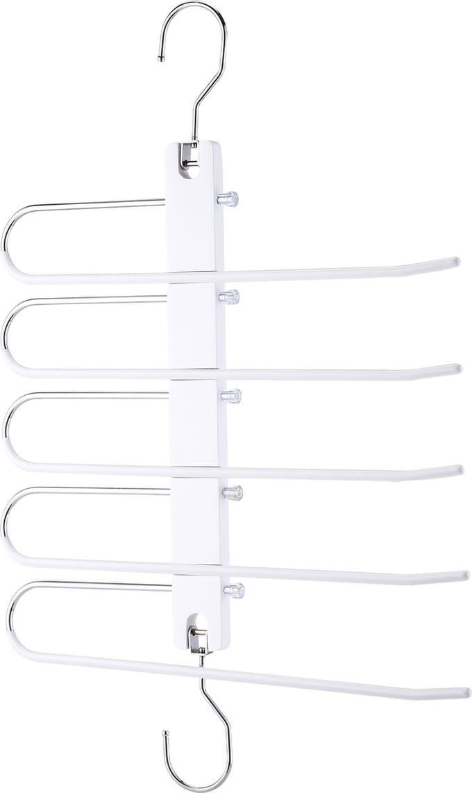 Behave Ruimtebesparende Kledinghanger - Kledinghangers - Kapstok - Broekhanger - Antislip - Wit - 5 Haken