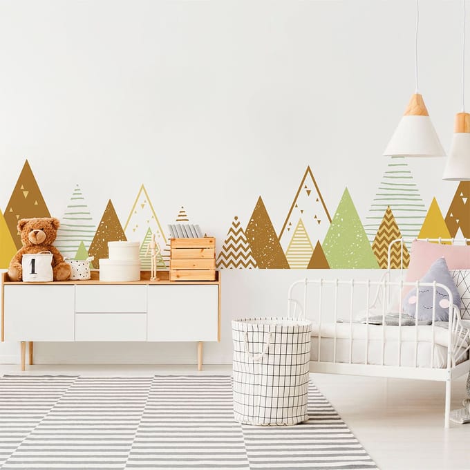 Kinderstickers van Scandinavische bergen, ontwerp van Louka, 100 x 170 cm