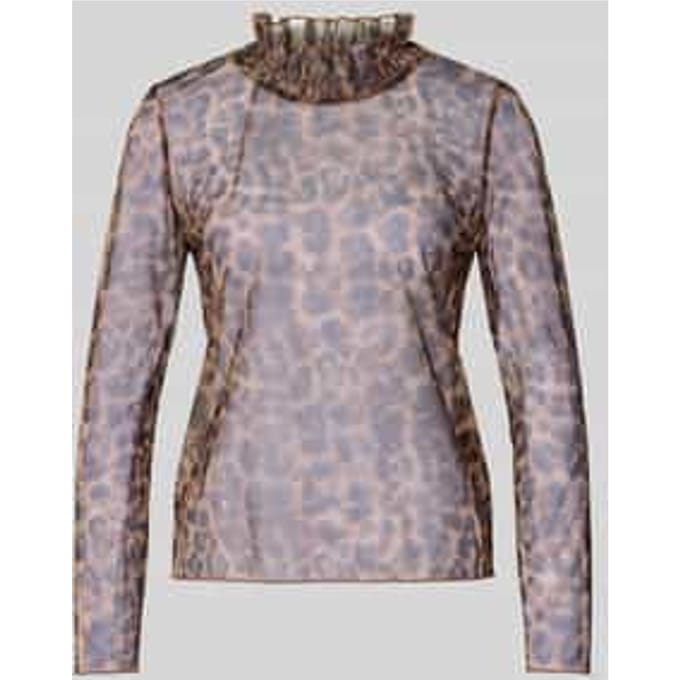 Semi-transparant shirt met lange mouwen en ruches
