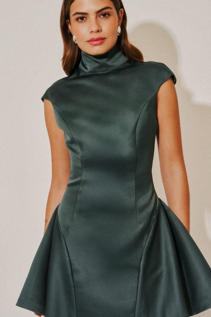 Odd Muse Satin High Neck Mini Dress Teal Taglia: M | Abiti Mini Outlet | Donna | Ciano