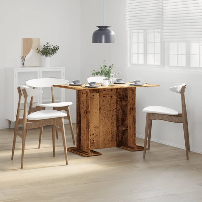vidaXL - Eettafel - 110x60x75 - cm - bewerkt - hout - oud - houtkleurig