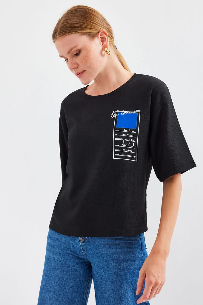Bedrukte Crew Neck Korte Mouwen T-shirt