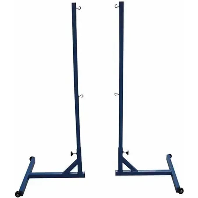 Set van 2 mobiele badmintonpalen met contragewichten en wielen Softee Equipment