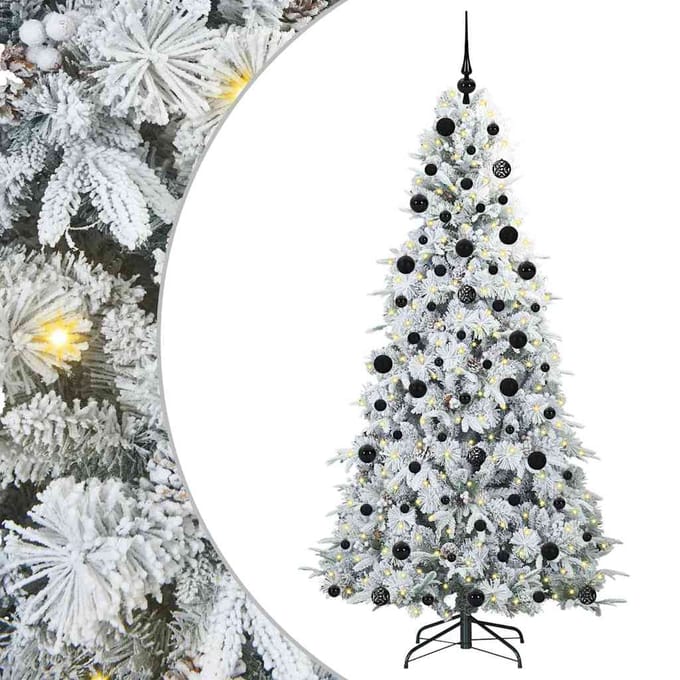 vidaXL - Kunstmatige - Hinged - Kerstboom - met - 300 - LED - Wit - 210 - cm - PE - en - PVC