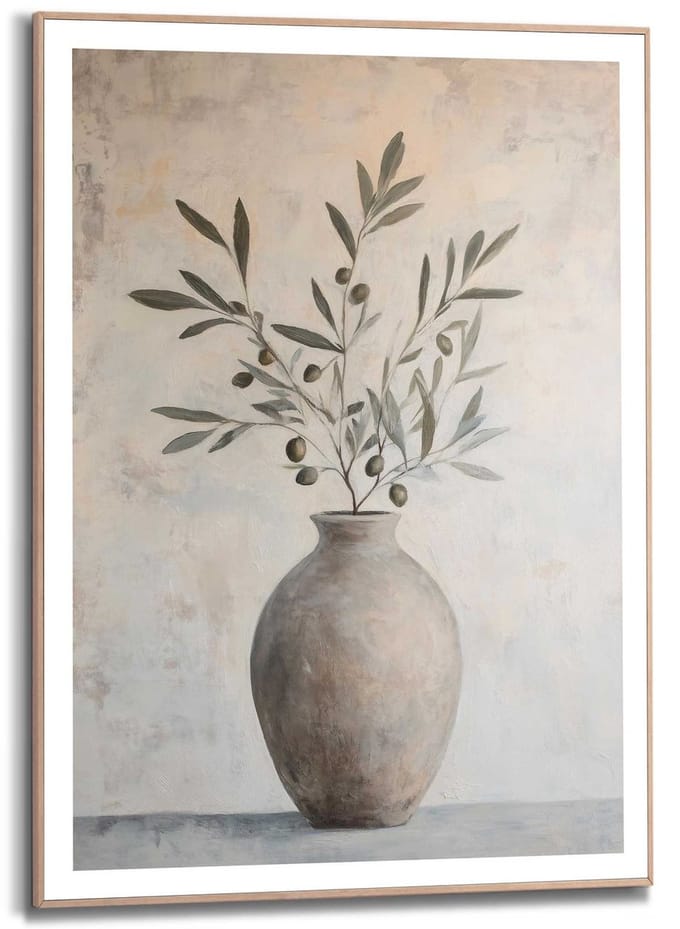 Schilderij Olijven op Vaas - 70 x 50 - Hout - REINDERS