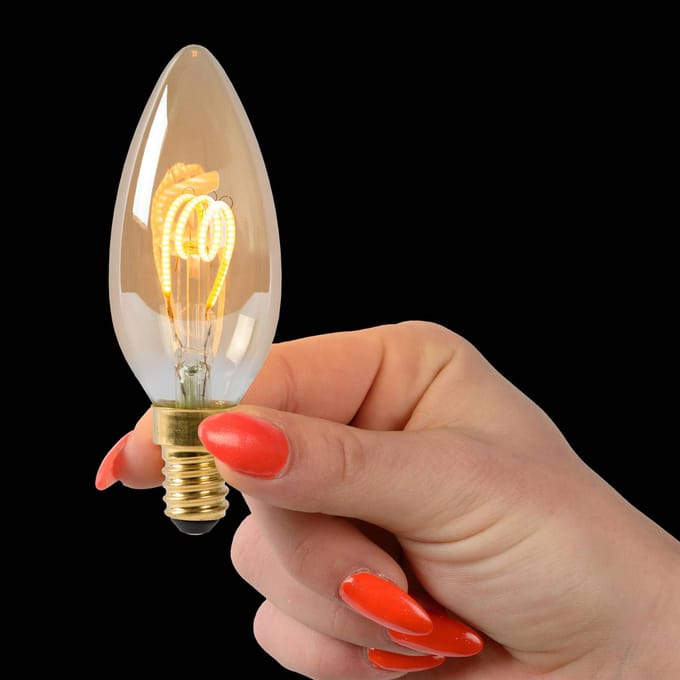 Lucide C35 - Filament lamp - Ø 3,5 cm - LED Dimbaar - E14 - 1x3W 2200K - Amber