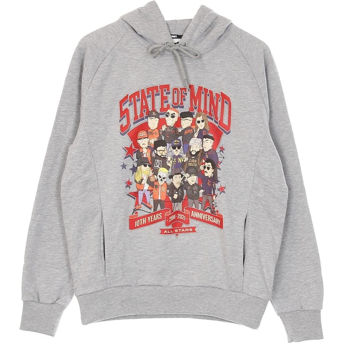 Lichtgewicht herensweatshirt met capuchon 10e verjaardag All Star5 grijs