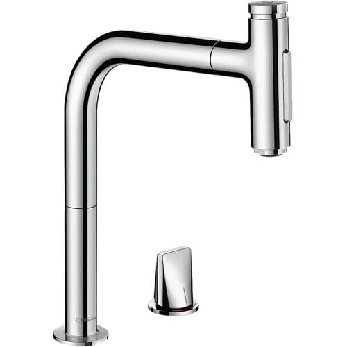 Hansgrohe Metris Select M71 2-hole single lever kitchen mixer 200, pull-out shower, 2jet, 73819000