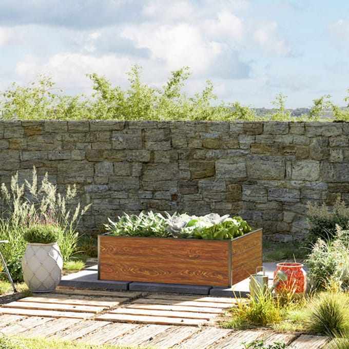 119 x 99 x 39 cm Moestuinbak Halfsize, Laklaag met houtoptiek
