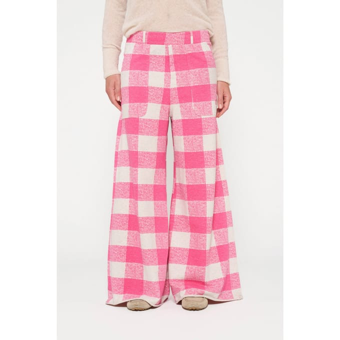 10DAYS Wide Jogger Check Bright Pink Maat: XL | Pantalons Outlet | Dames | Roze