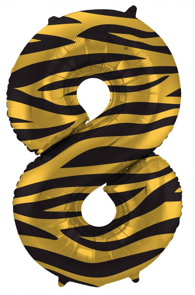 Folat - Folieballon Cijfer 8 Tiger Chic - 86 cm