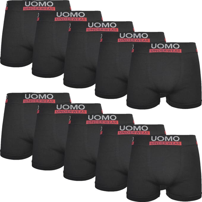 Microfiber Boxershorts Heren - 10-Pack - Uomo - Naadloos - Zwart - Maat M/L