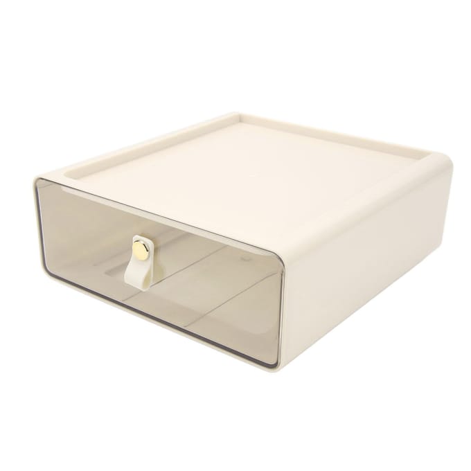 Transparante Opberglade Doos Grote Capaciteit Desktop Lade Opbergcontainer Organizer voor Kantoor Crème white