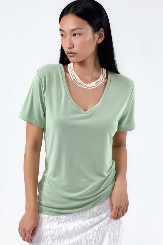 V-hals Korte Mouw Modal Blouse