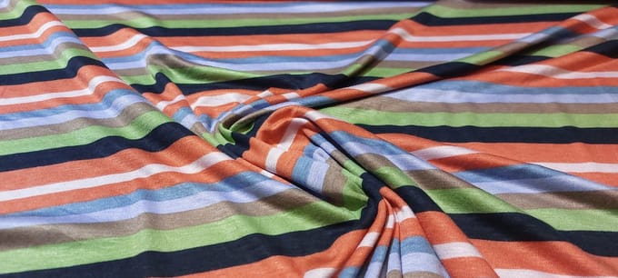 Viscose Tricot Stof Bedrukt - Strepen Multicolor - 1 Meter