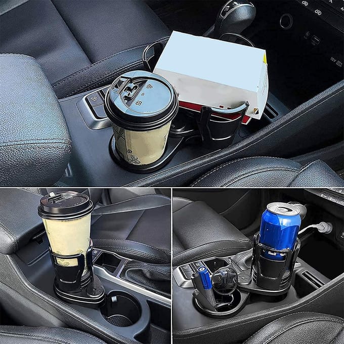 Multifunctionele verstelbare 2in1 autostoel bekerhouder Auto bekerhouder expander adapter voor water mat zwarte kleur