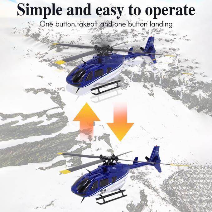 Afstandsbedieningshelikopter 2,4GHz afstandsbediening drone 6-assige gyroscoopstabilisatie Rolroerloos 2 battery blauw