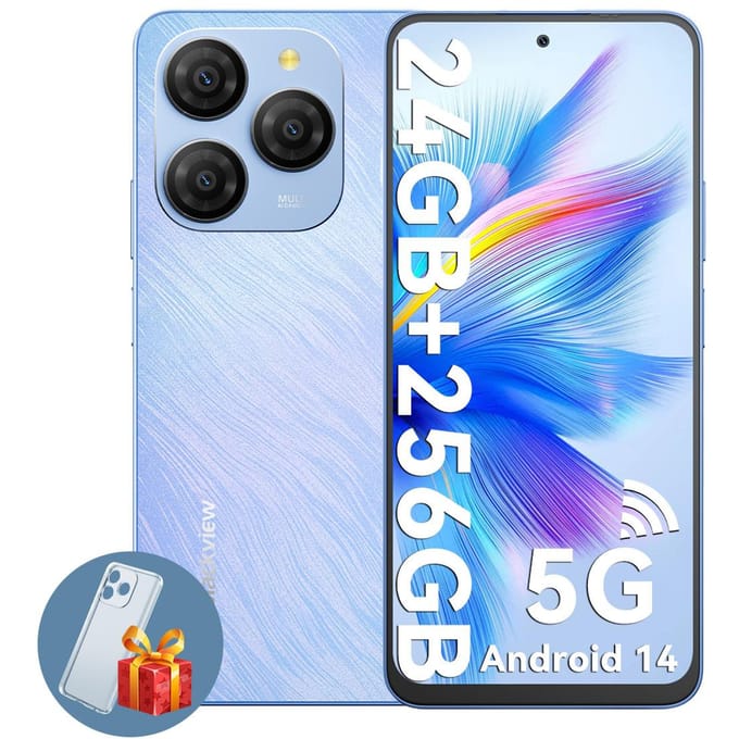 Smartphone Blackview SHARK 9 5G 6.67'' NFC Android 14 5G 24GB/258GB Reconditionné bleu