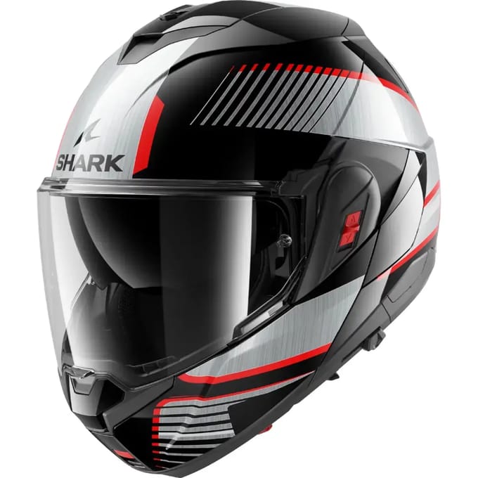 SHARK Oxo Sikter Zwart Chrome Zilver KUS Systeemhelm - Helm