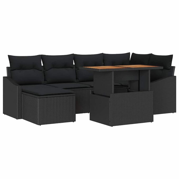 vidaXL - Tuinbank - Set - 7 - st - Zwart - en - Bruin