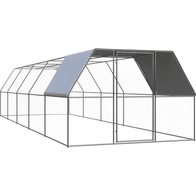 Vidaxl Buitenkooi voor Kippen, 3x10x2 M, Gegalvaniseerd Staal