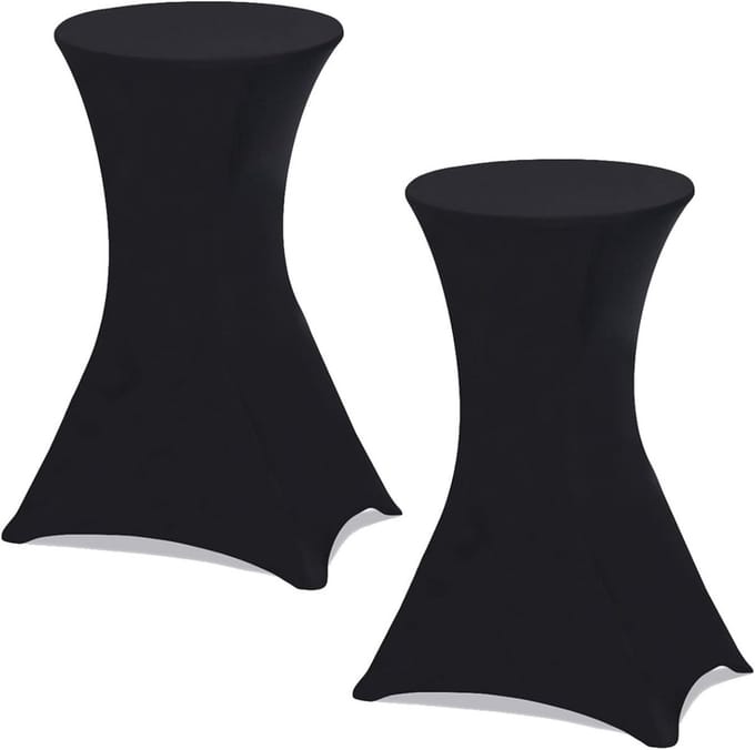 Set van 2 zwarte stretch hoezen voor hoge bistrotafels (105 cm)