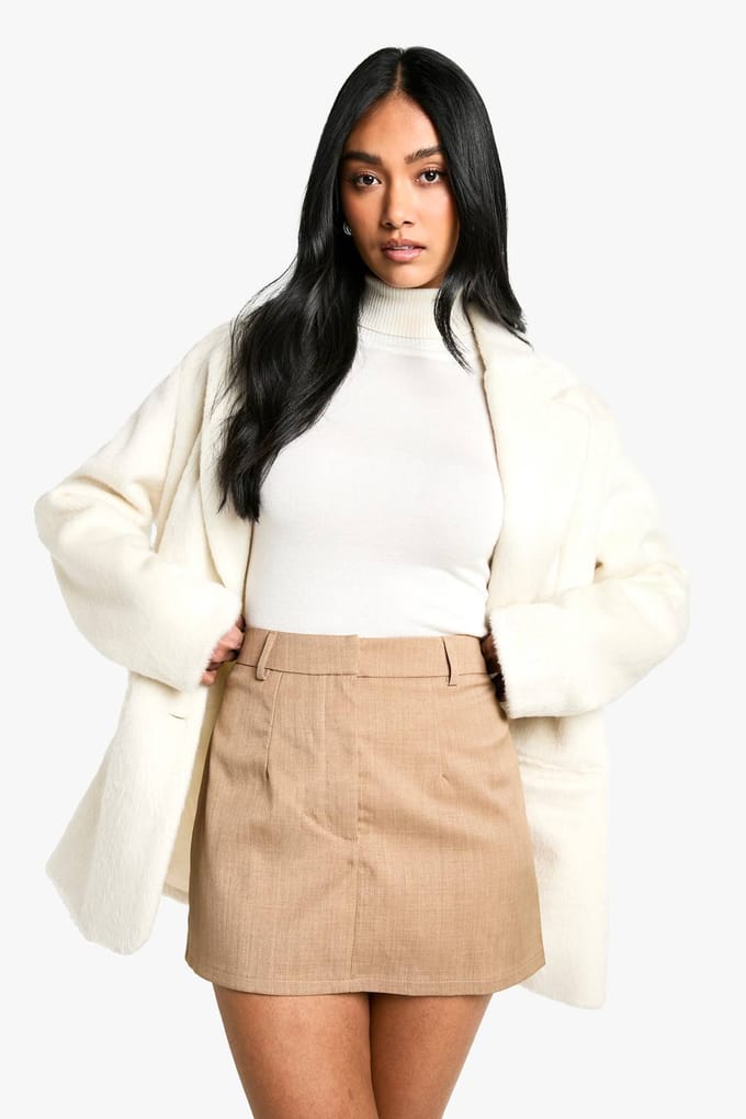 boohoo Dames Op maat gemaakte mini-rok | Camel | Maat: 36
