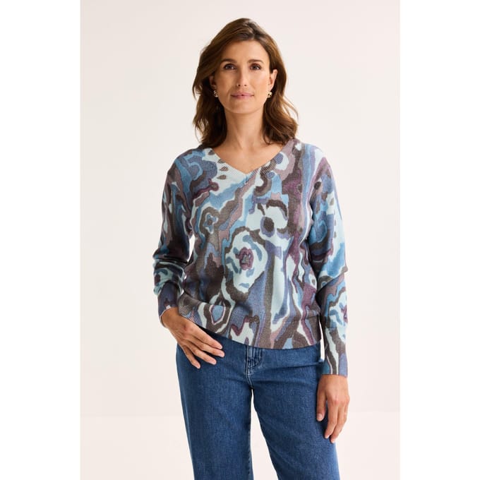 V-halstrui Met Abstracte Print